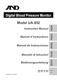Notice Moniteur de tension artérielle A&D  UA-852