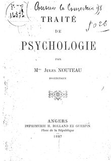 Traité de psychologie / par Mme Jules Nouteau,...