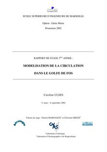 MODELISATION DE LA CIRCULATION DANS LE GOLFE DE FOS - Promotion 2002