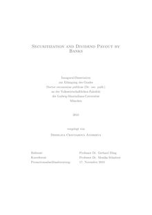 Securitization and dividend payout by banks [Elektronische Ressource] / vorgelegt von Desislava Chavdarova Andreeva
