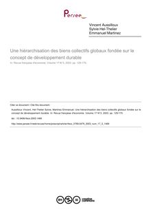 Une hiérarchisation des biens collectifs globaux fondée sur le concept de développement durable - article ; n°3 ; vol.17, pg 129-170