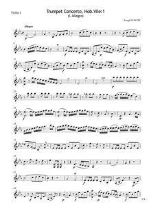 Partition violons I, trompette Concerto, Hob.VIIe:1, Trumpet Concerto in E-flat major
