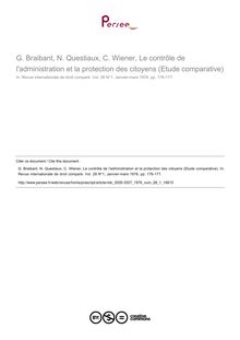 G. Braibant, N. Questiaux, C. Wiener, Le contrôle de l administration et la protection des citoyens (Etude comparative) - note biblio ; n°1 ; vol.28, pg 176-177