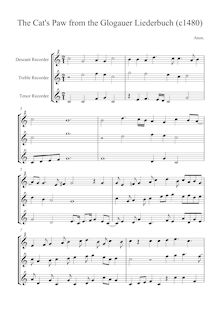 Partition Score en G-Clefs, Glogauer Liederbuch - Three pièces, Anonymous