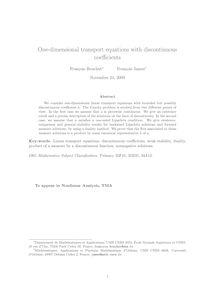 One dimensional transport equations with discontinuous coefficients