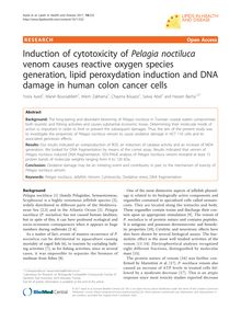 Induction of cytotoxicity of Pelagia noctilucavenom causes reactive oxygen species generation, lipid peroxydation induction and DNA damage in human colon cancer cells
