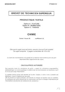 Chimie 2001 Filature BTS Productique - textile