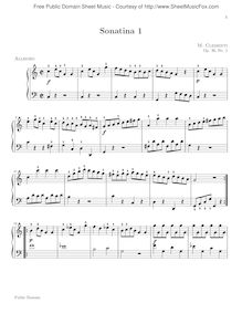 Partition Sonatina No.1, 6 sonates Op.36, Clementi, Muzio par Muzio Clementi