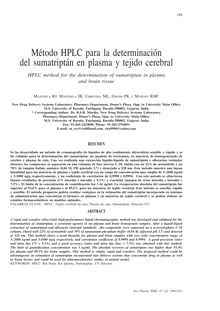 Método HPLC para la determinación del sumatriptán en plasma y tejido cerebral (HPLC method for the determination of sumatriptan in plasma and brain tissue)
