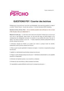 QUESTIONS PSY / Courrier des lectrices