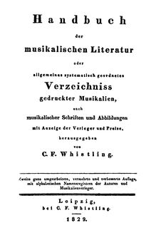 Partition Complete Book, Handbuch der musikalischen Litteratur, Whistling, Carl Friedrich