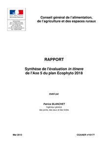 Synthèse de l évaluation in itinere de l Axe 5 du plan Ecophyto 2018