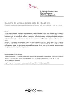 Biométrie de jumeaux belges âgés de 18 à 25 ans - article ; n°3 ; vol.9, pg 177-189