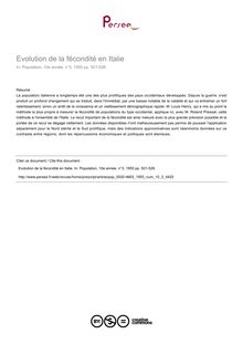 Evolution de la fécondité en Italie - article ; n°3 ; vol.10, pg 501-528