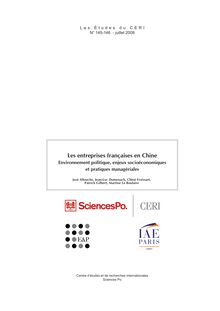 Environnement politique, enjeux - Les entreprises françaises en Chine