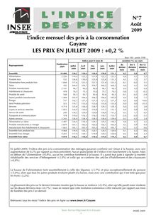 Lindice mensuel des prix à la consommation de Guyane en juillet 2009 : +0,2%