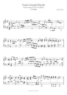 Partition , Largo, Piano Sonata No.37 en D major, Haydn, Joseph