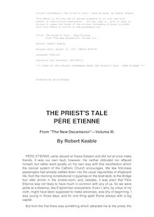The Priest s Tale - Père Etienne - From "The New Decameron", Volume III.