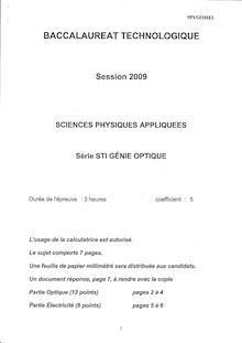 Bac sciences physiques appliquees 2009 stiopti