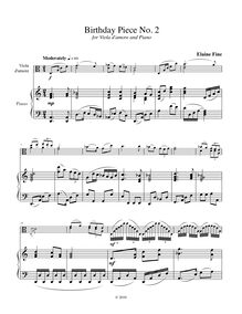 Partition complète et , partie, Birthday Piece No.2 pour viole de gambe d amore et Piano