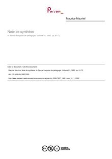Note de synthèse - article ; n°1 ; vol.61, pg 61-72