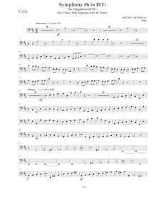 Partition violoncelles, Symphony No.6  Magnificat , D major, Rondeau, Michel