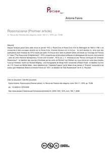Rosicruciana (Premier article) - article ; n°1 ; vol.190, pg 73-88