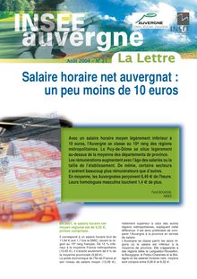 Salaire horaire net auvergnat : un peu moins de 10 euros
