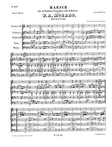 Partition complète, March, D major, Mozart, Wolfgang Amadeus