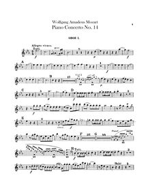 Partition hautbois 1, 2, Piano Concerto No.14, Piano Concerto No.14 par Wolfgang Amadeus Mozart