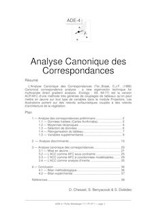 Analyse Canonique des Correspondances