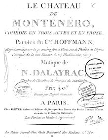 Partition Title Page, Léon, Dalayrac, Nicolas