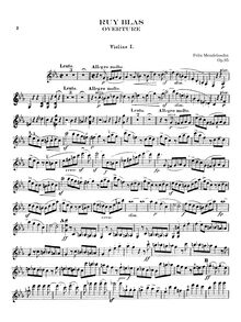 Partition violons I, Ruy Blas Overture, Op.95, Mendelssohn, Felix
