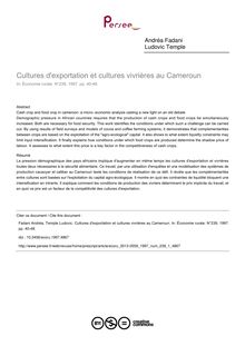Cultures d exportation et cultures vivrières au Cameroun - article ; n°1 ; vol.239, pg 40-48