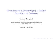 Reconstruction Phylogenetique par Analyse Bayesienne des Sequences