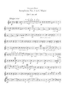 Partition cor 1, 2 (G), Symphony en C Major, Bizet, Georges
