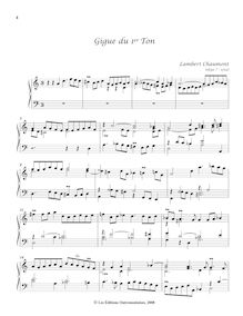 Partition Gigue du 1er Ton, Pièces de clavecin du manuscrit Bauyn