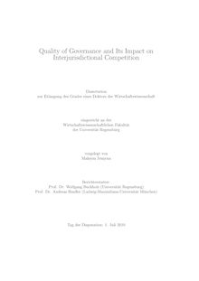 Quality of governance and its impact on interjurisdictional competition [Elektronische Ressource] / vorgelegt von Maksym Ivanyna