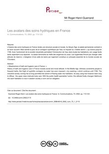 Les avatars des soins hydriques en France - article ; n°1 ; vol.73, pg 113-123