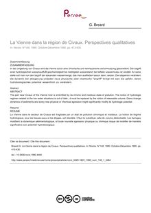 La Vienne dans la région de Civaux. Perspectives qualitatives - article ; n°1 ; vol.148, pg 413-430