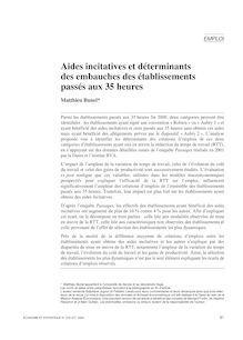 Aides incitatives et déterminants des embauches des établissements passés aux 35 heures - article ; n°1 ; vol.376, pg 91-115