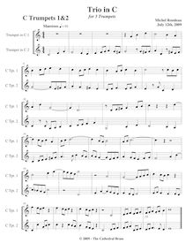 Partition trompettes 1/2 (C), trompette Trio en C major, C major