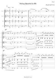 Partition , quatuor en B♭ major, Hob.III:69, corde quatuors, Op.71