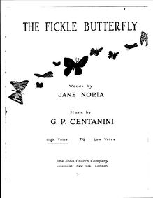 Partition complète, pour Fickle Butterfly, Centanini, Gian Placido