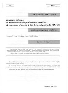 Composition de physique avec applications 2002 CAPES de physique-chimie CAPES (Externe)