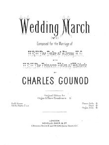 Partition orgue Score, Wedding March No.1, C Major, Gounod, Charles