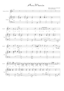 Partition Soprano et orgue Score, Ave María, Ave María, A minor