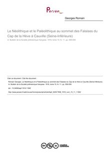 Le Néolithique et le Paléolithique au sommet des Falaises du Cap de la Hève à Cauville (Seine-Inférieure) - article ; n°11 ; vol.15, pg 556-559
