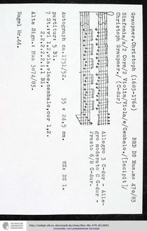 Partition complète et parties, Sinfonia en C major, GWV 508