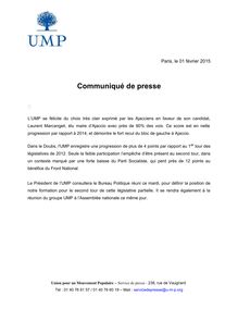 Doubs - Elections Législatives - Communiqué de l UMP